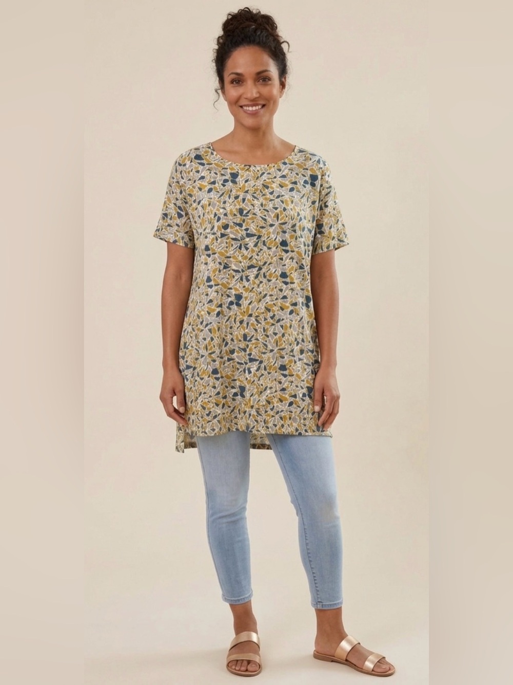 Chalet Et Ceci Short-Sleeve Art To Wear Geometric High Low Tunic Dress - Small